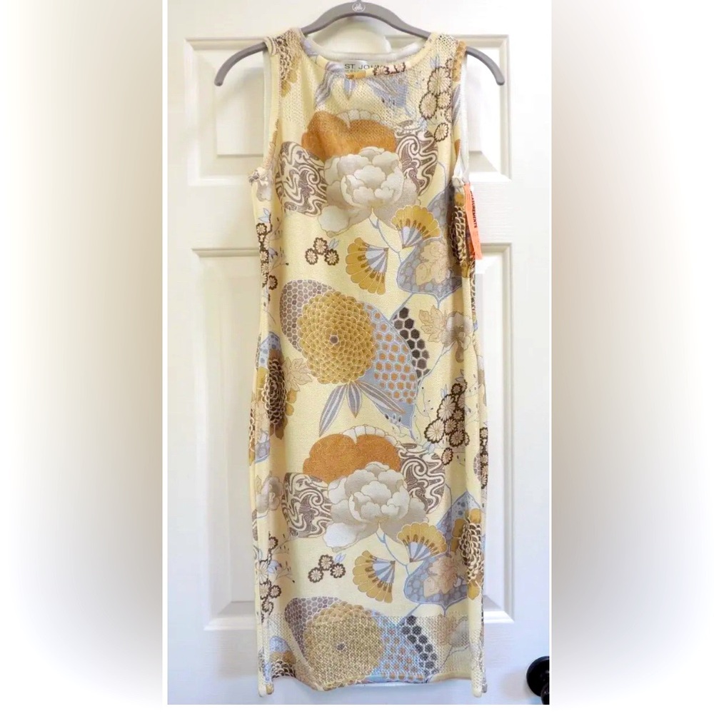 St John Collection Sleeveless Shift Dress Floral